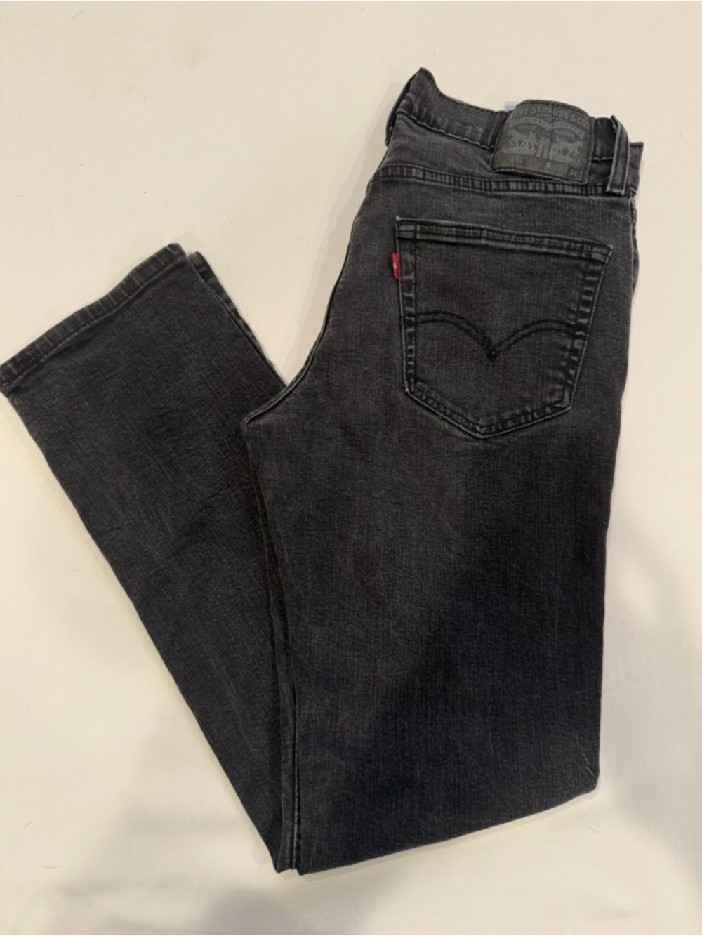Levi's Black Denim Straight-Leg Jeans with Red Tab